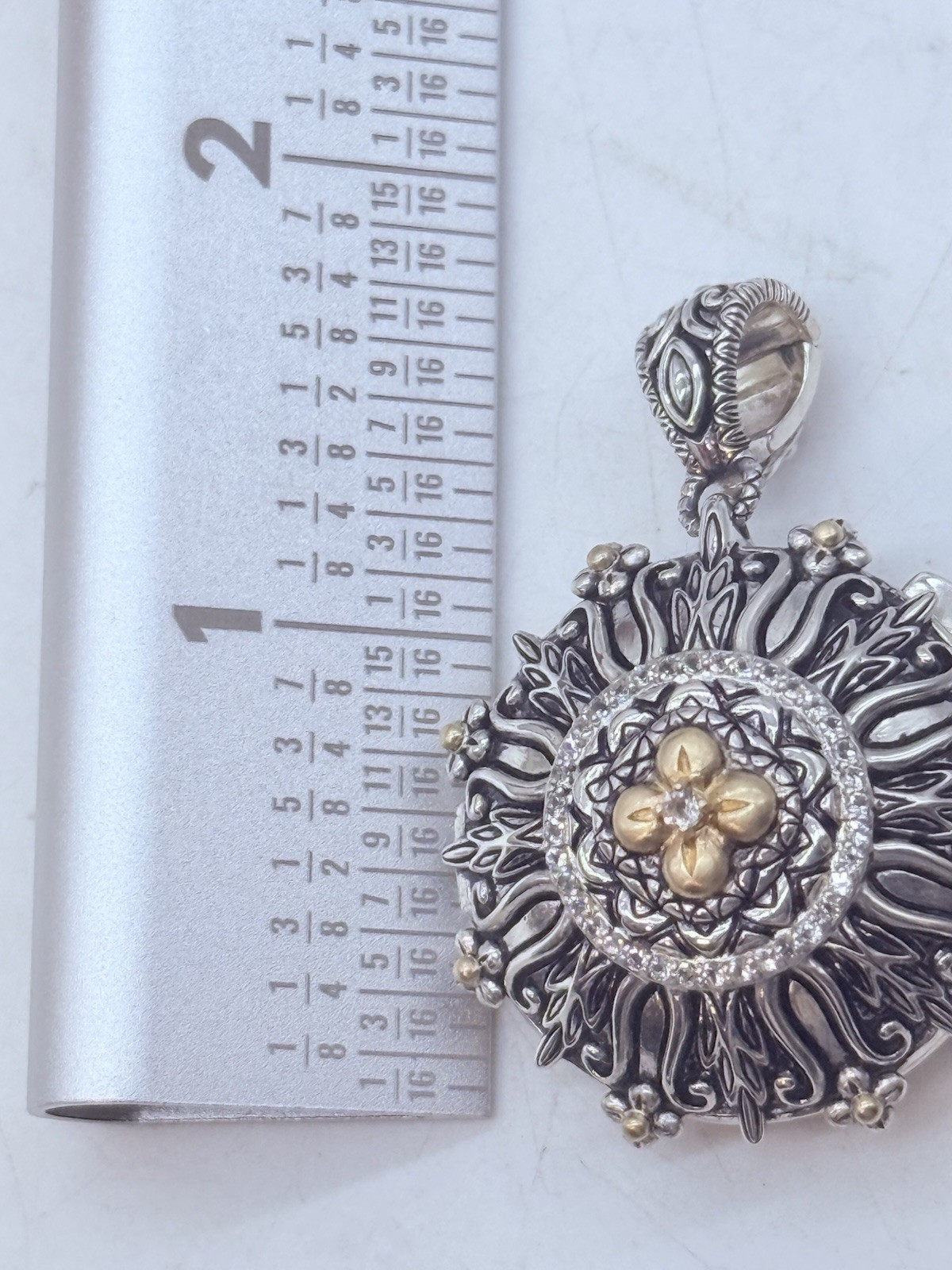 Barbara Bixby 5-Photo Locket Enhancer Pendant Sterling Silver 18K White Topaz