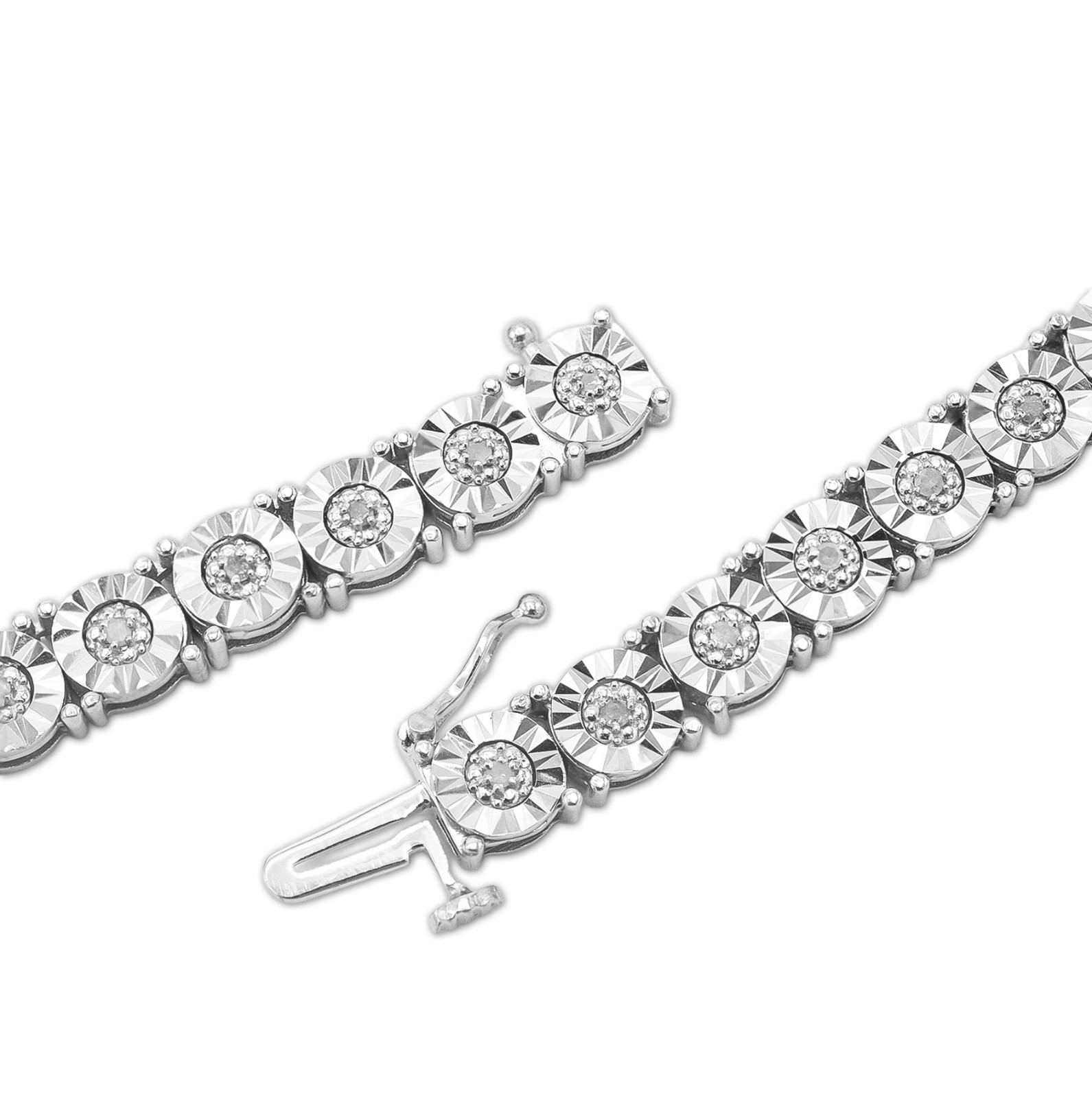 925 Silver 2.75CTW Illusion Setting 22 Inches Tennis Chain Necklace 35 grams
