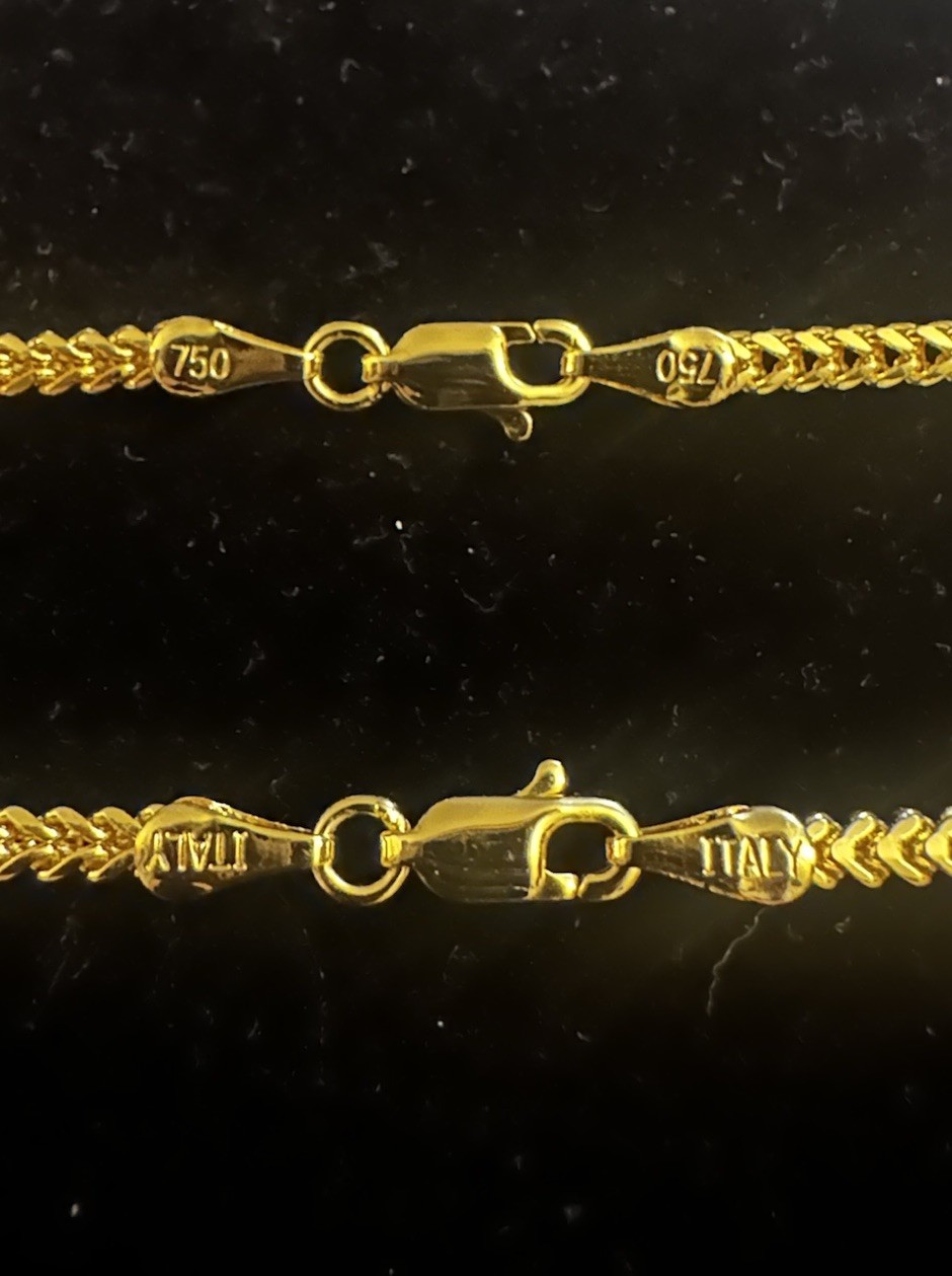 POSH Italian 18k FRANCO 3mm Yellow Gold Filled Chain Set 21” 23” Stamped