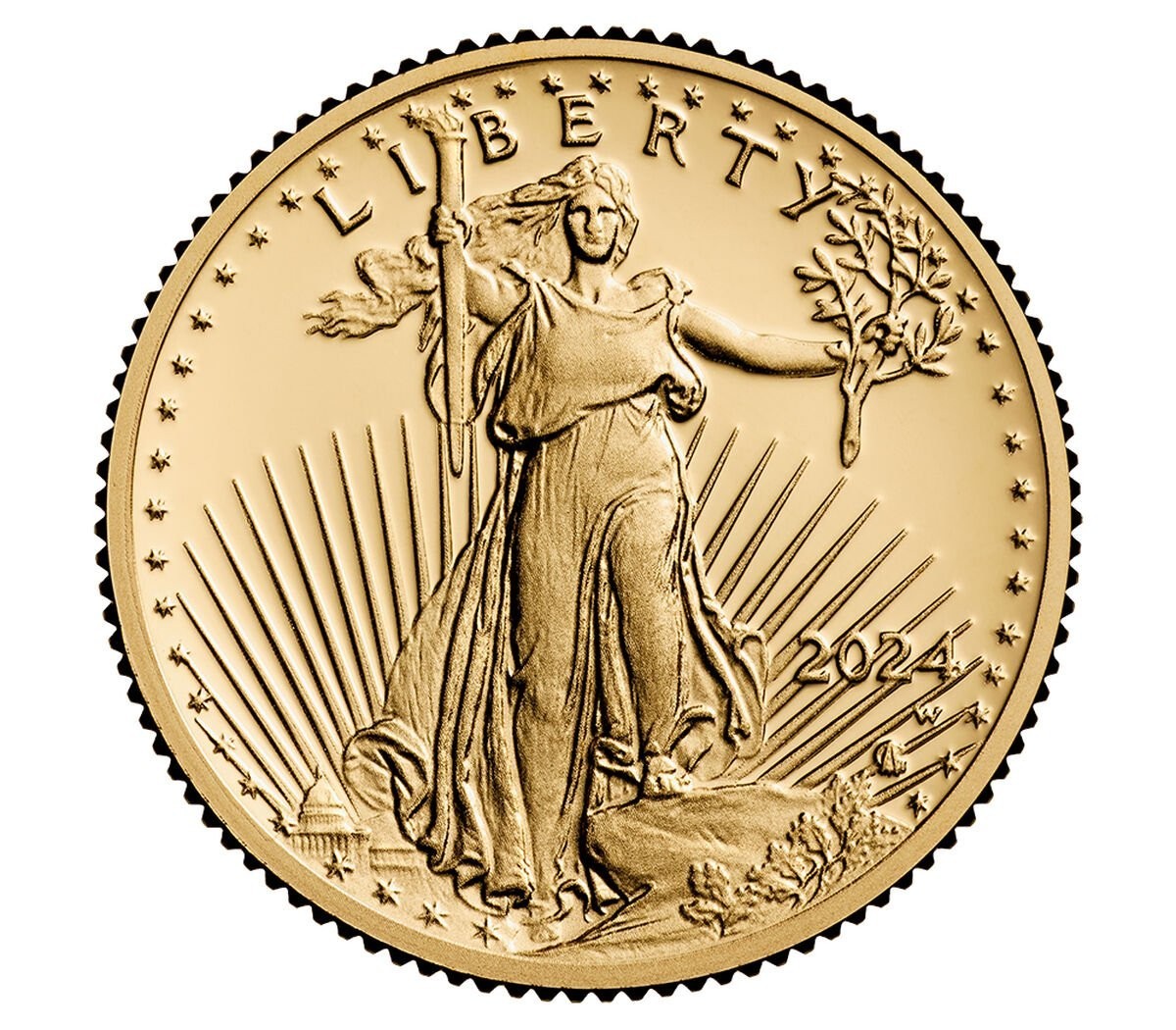 1/10 $5 Gold Eagle .925 Sterling Silver Coin Edge Bezel