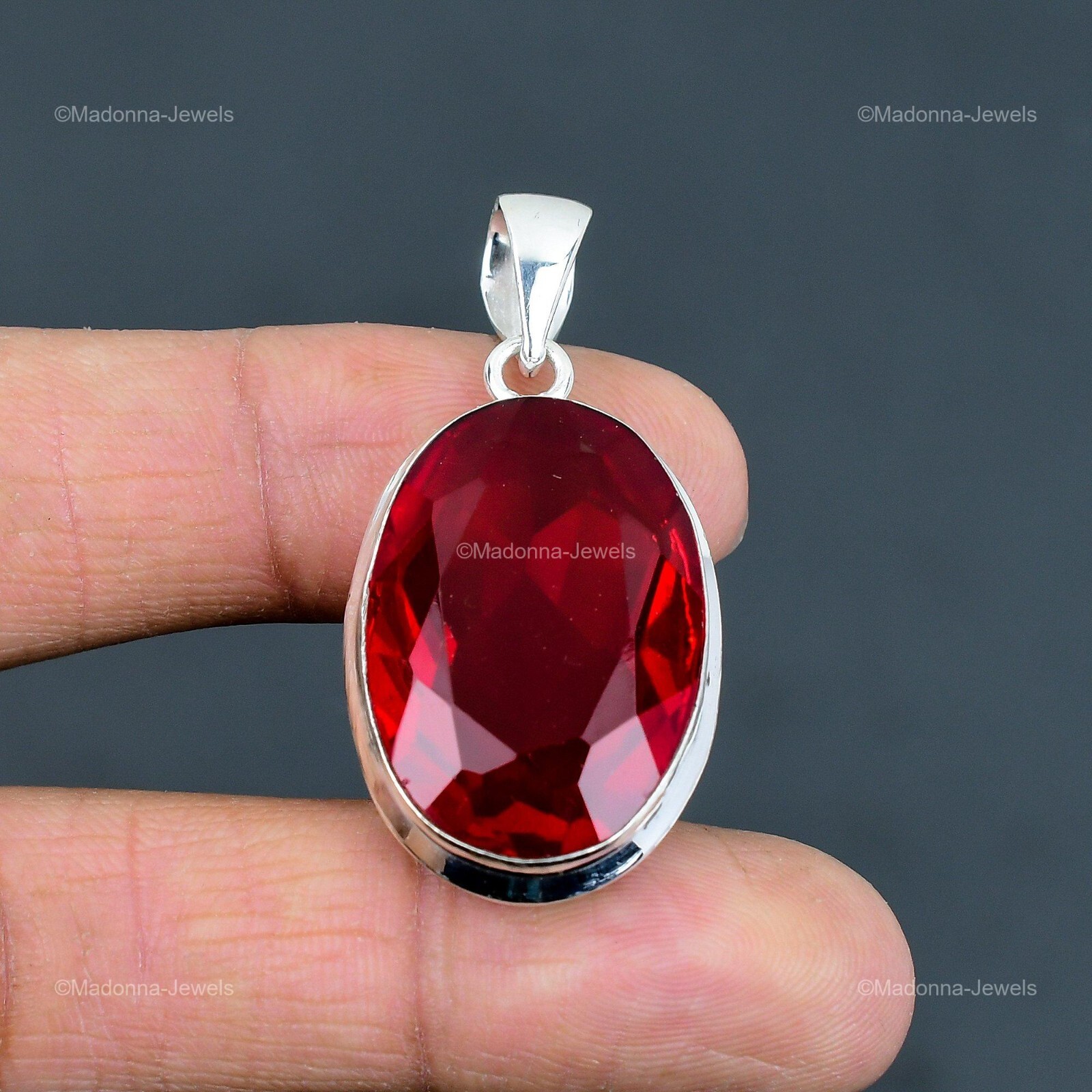 Mothers day Deal Sterling Silver Mozambique Garnet Gemstone Boho Pendant Jewelry