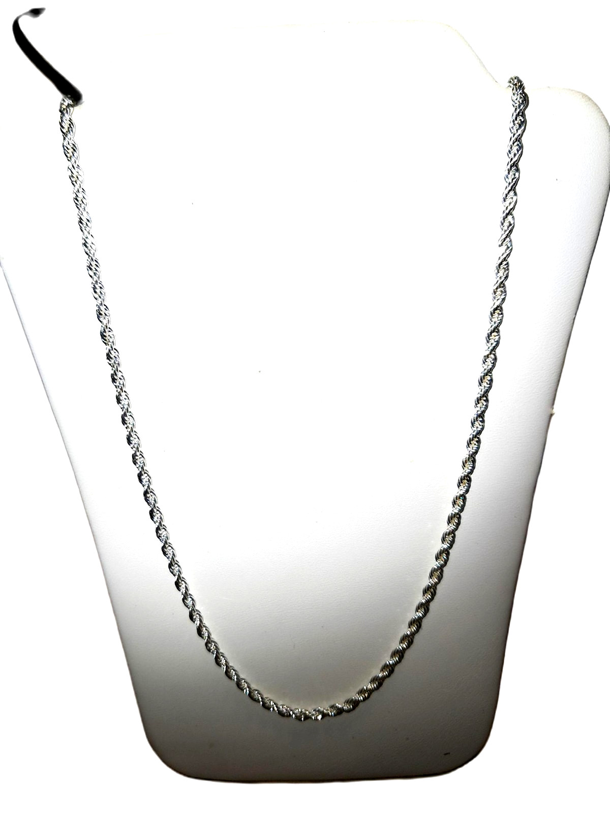 5ct. 24″ Rope Chain 2.25mm Silverplate Lustrous with Rhodium Finish .925 S.P.
