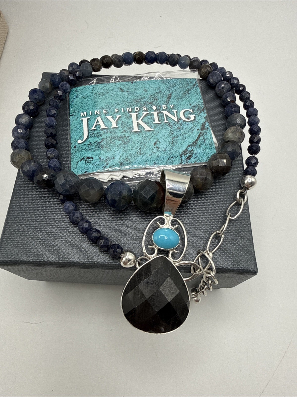 Jay King Mwezi Moon Blue Sapphire & Sleeping Beauty Turquoise 925 Necklace