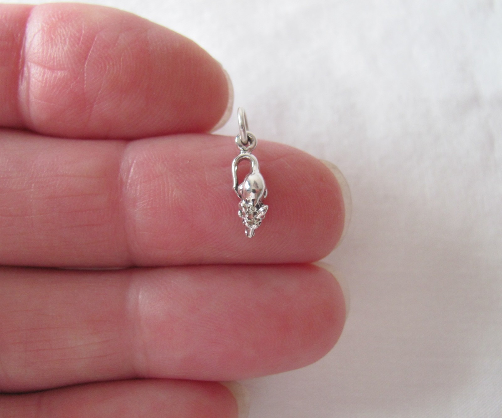 Very small Sterling Silver Mouse mini tiny charm.