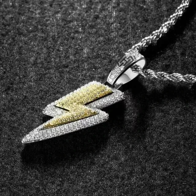 2Ct Round Cut Lab Created Diamond Men’s Thunder Pendant 14K Two Tone Gold Finish