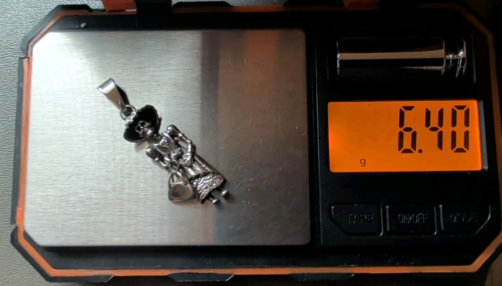 Catrina Day Of The Dead Sterling Silver Pendant w/ Dangle Purse Skeleton Skull