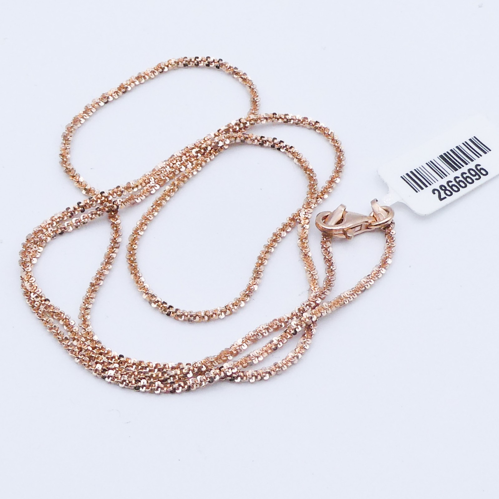 Rose Gold Over Sterling Silver Twisted Confetti 24″ Chain Necklace Stackable