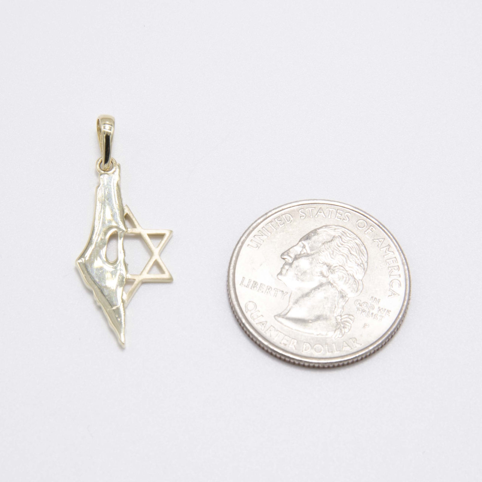 10K Yellow Gold 1 3/8″ Map of Israel with Star of David Pendant