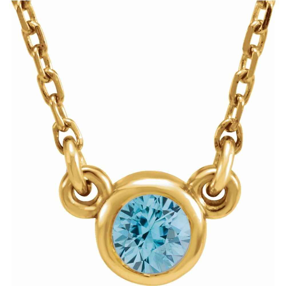 14k Yellow Gold 4mm Round Gemstone Solitaire Necklace, 16 Inch