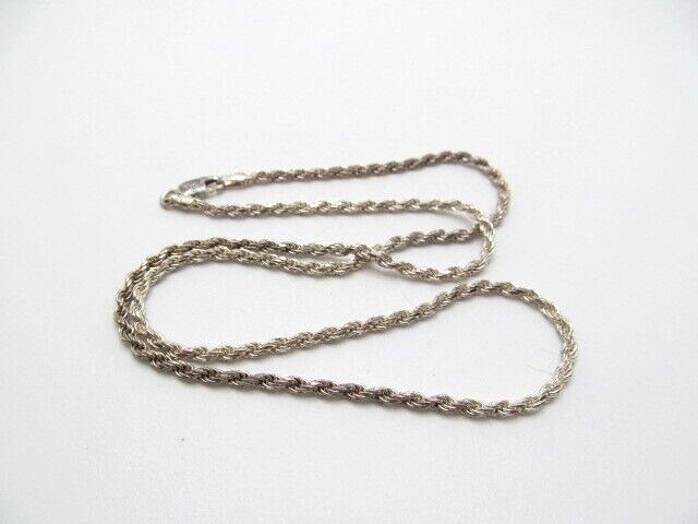 Vintage 925 Sterling Silver Rope Twist Chain Italy 2.5mm Chain Necklace 18.25 In
