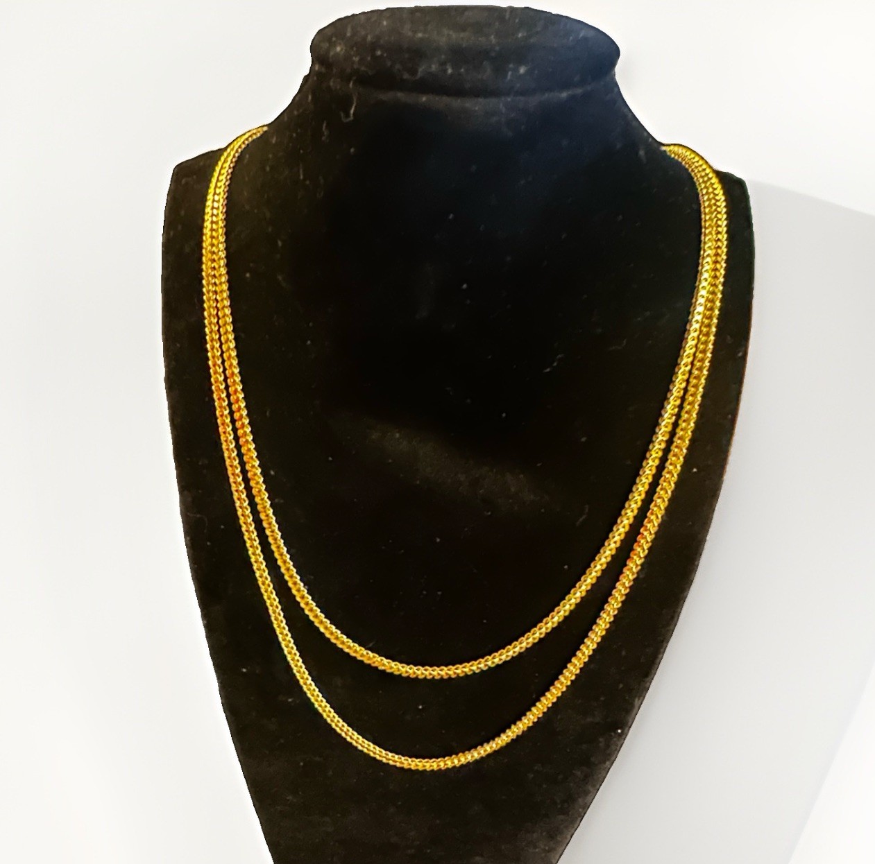 POSH Italian 18k FRANCO 3mm Yellow Gold Filled Chain Set 21” 23” Stamped