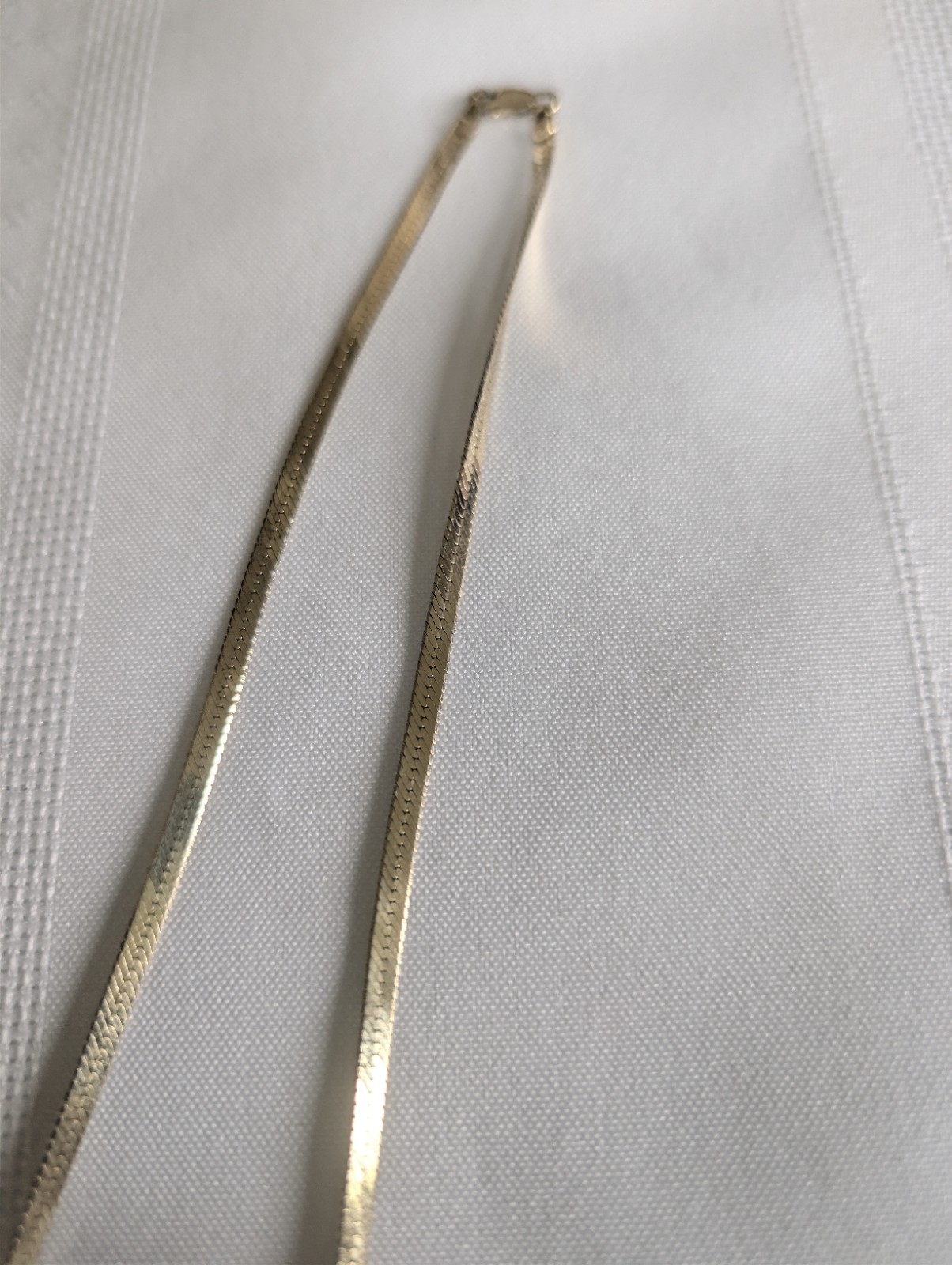 Gold Tone Sterling Silver Herringbone Chain Necklace 3mm 16″
