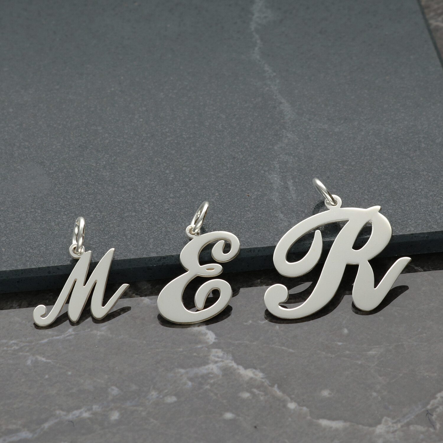 9ct Solid White Gold Initial Any Letter Name Pendant Necklace With Chain Options