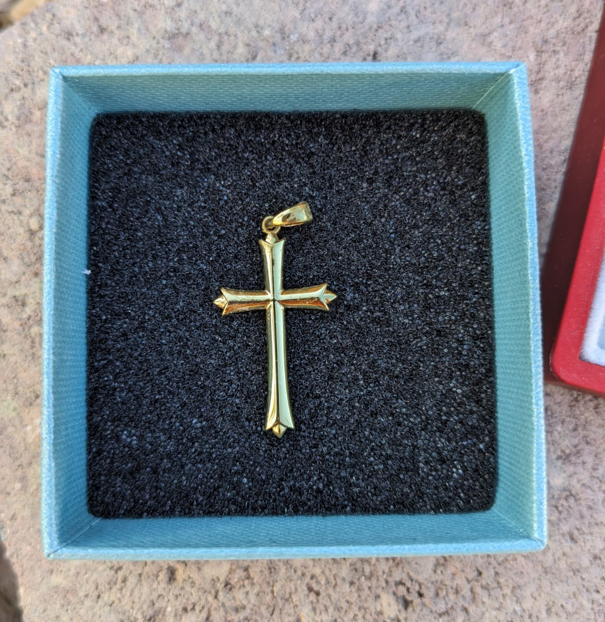 14k Yellow Gold Cross Pendant Religious Charm, No Stone, Gold Tone