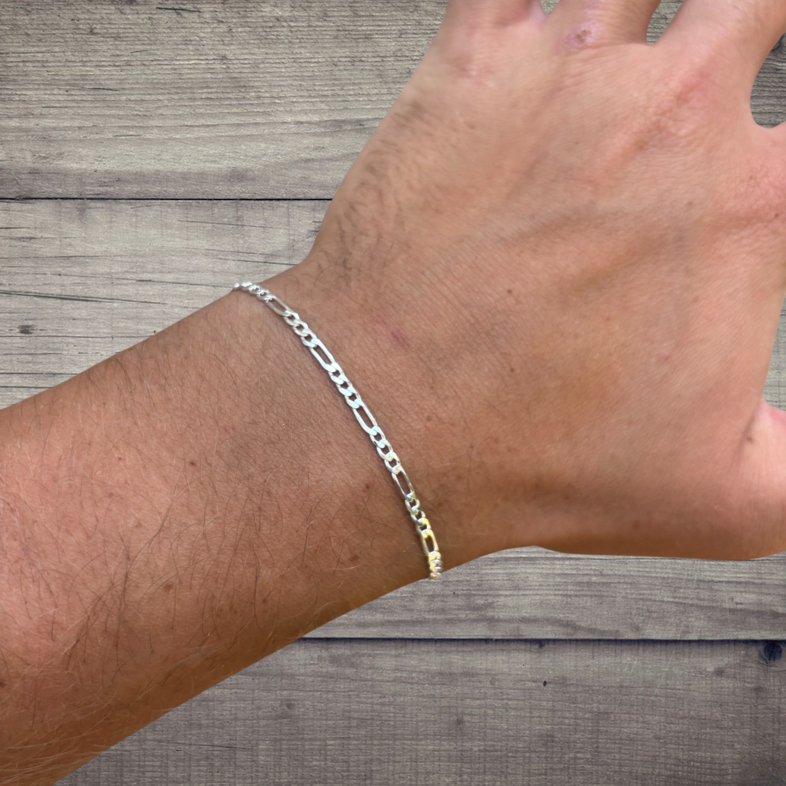 2.5mm Figaro Bracelet Link – Real Solid 925 Sterling Silver Or 14k Gold Vermeil