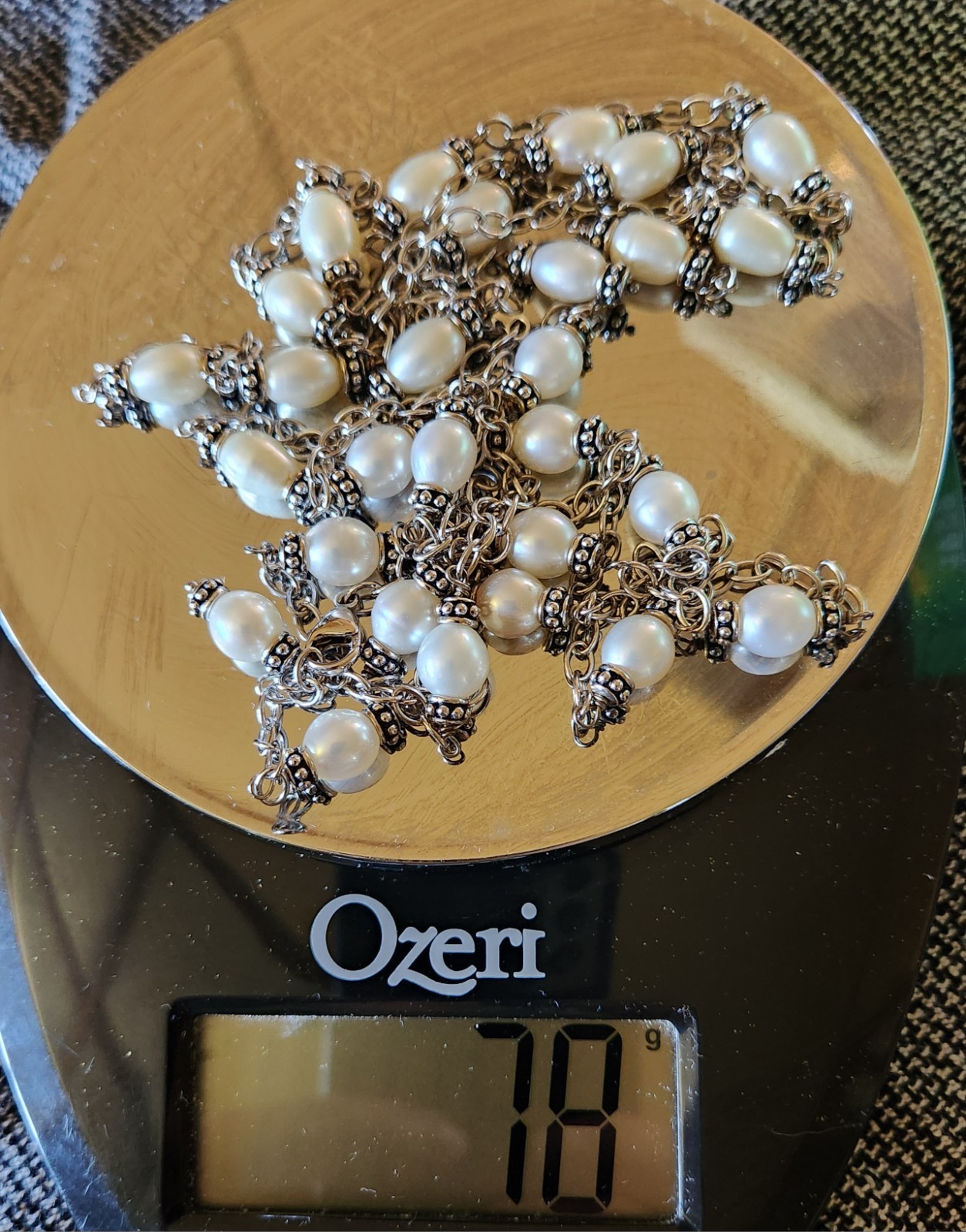Set Of Two 32″ Honora Silver And Pearl Station Necklaces Signed 925