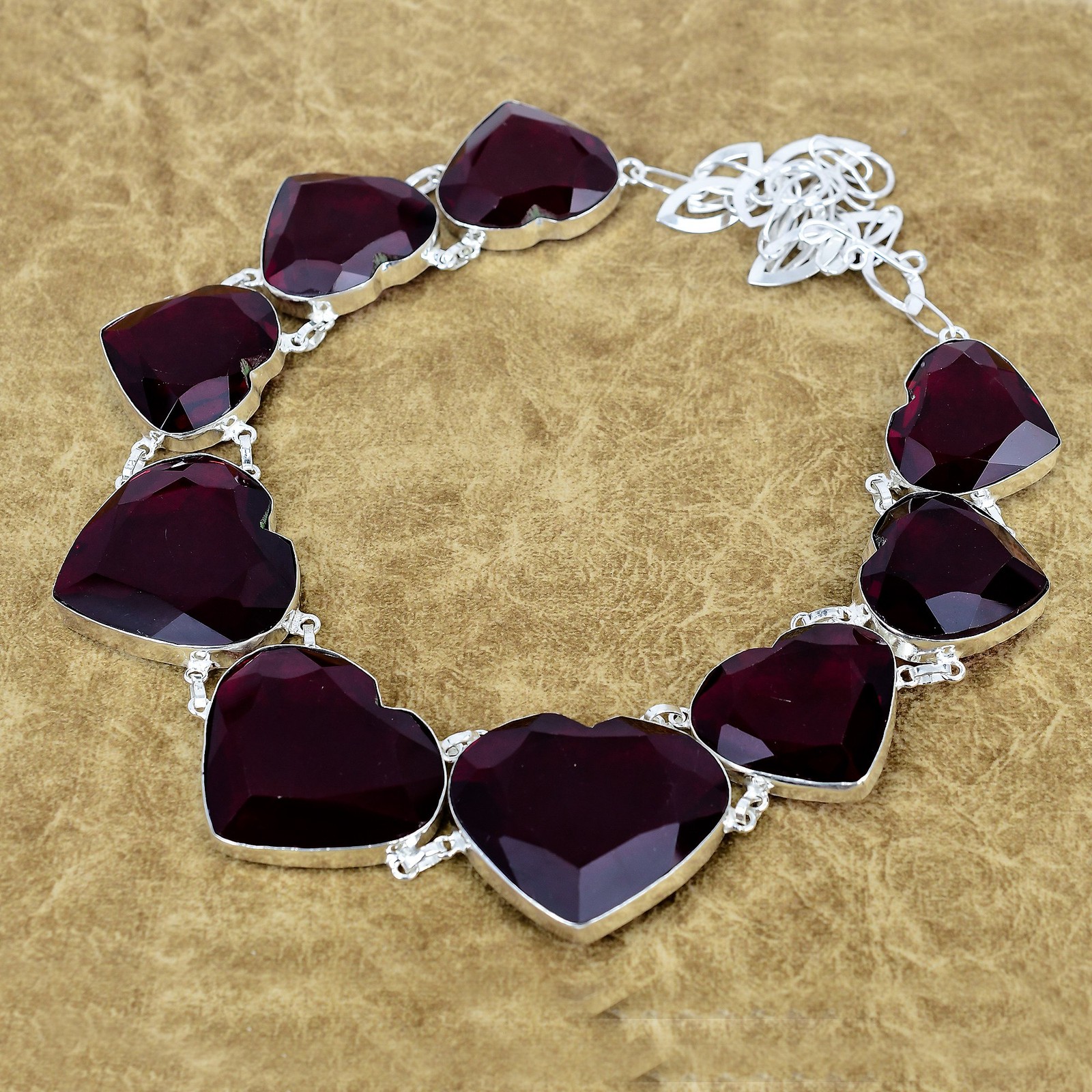 Natural Mozambique Garnet Gemstone Necklace 925 Sterling Silver Handmade Jewelry