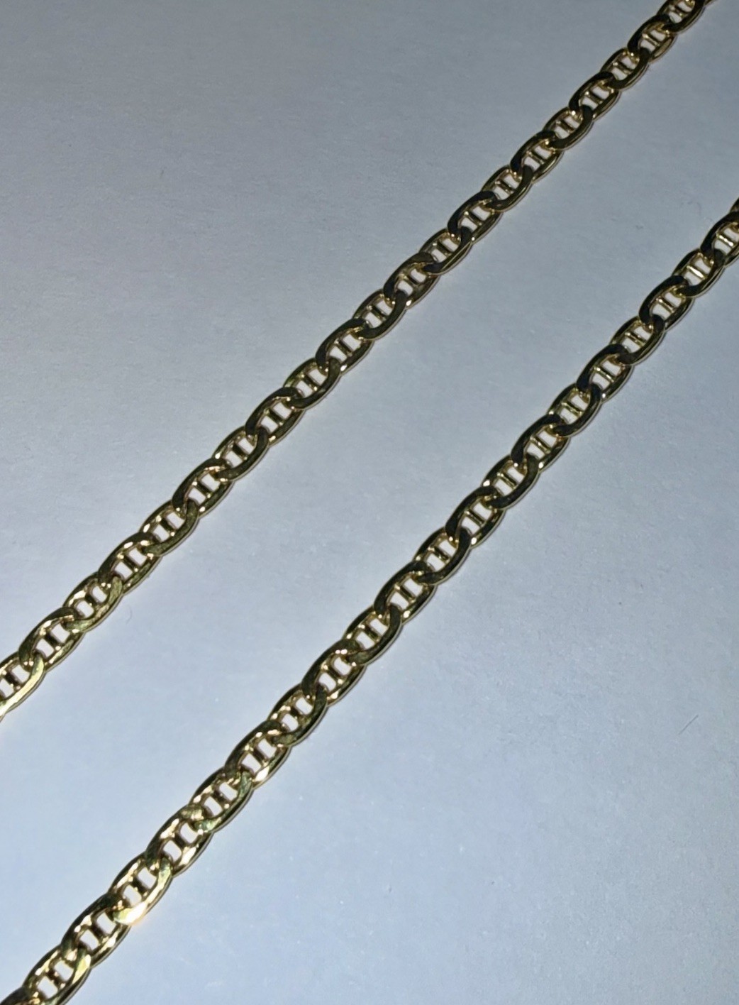 ESTATE Solid 10K Gold 2.2mm Mariner Anchor Chain Necklace 20”