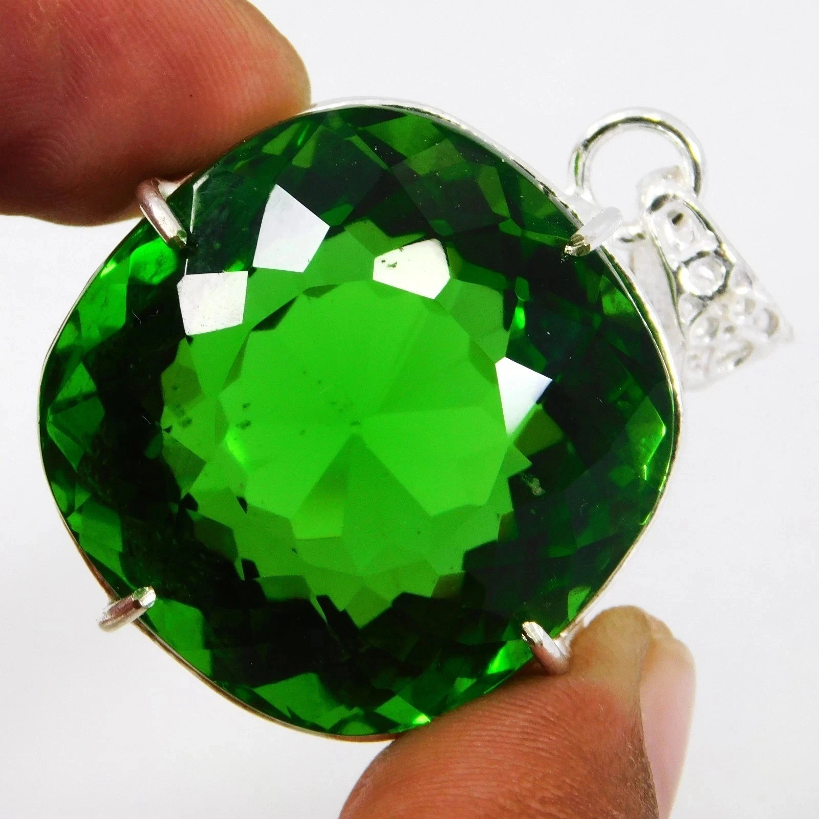 Certified 100 Ct Green Color Tsavorite Garnet Pendant Cushion Natural Gemstone