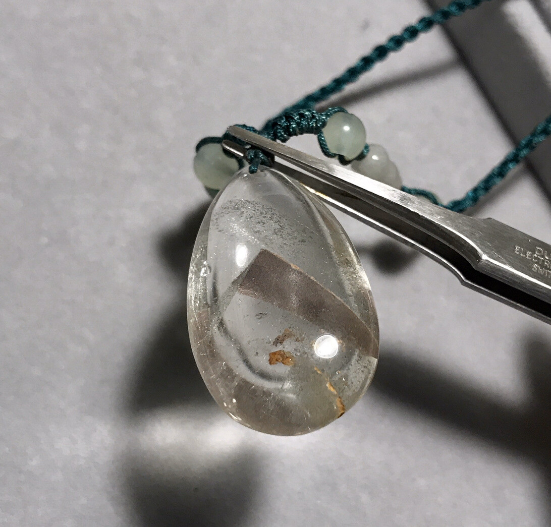 US SELLER Natural Green Phantom Quartz Pendant Teardrop Brazil Crystal Gem Stone