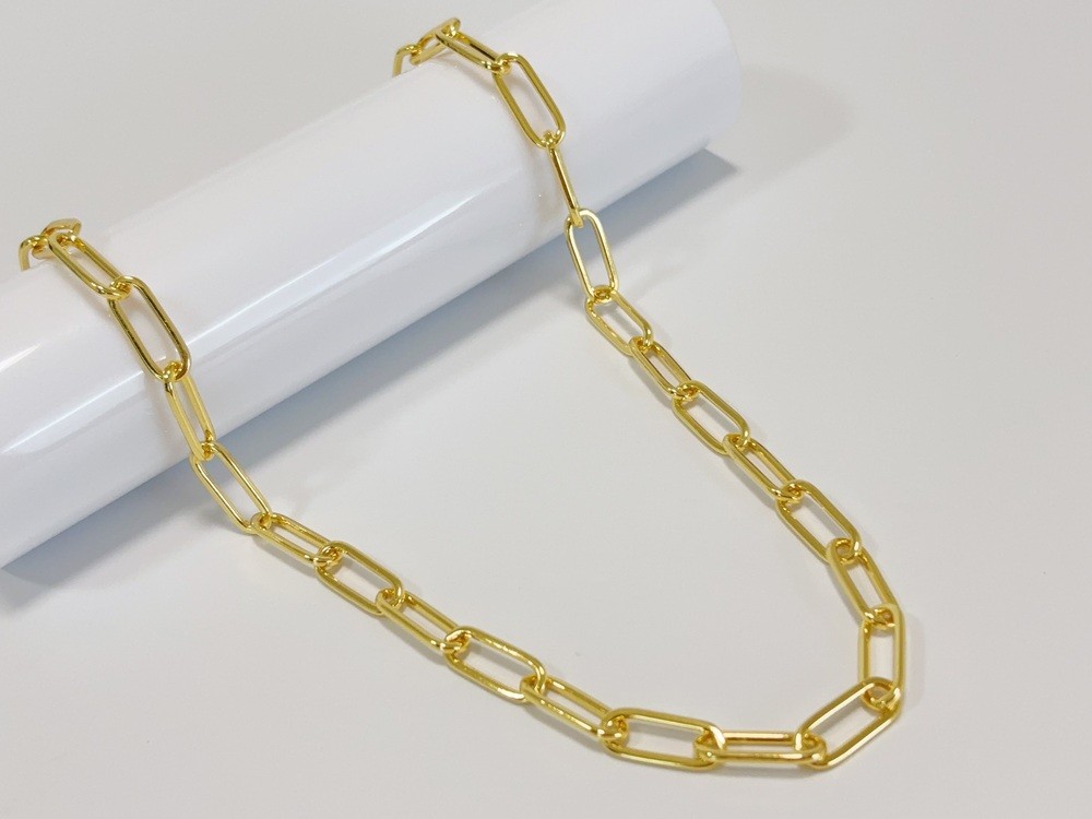 14K Yellow Gold Bold Paperclip Chain Link Layer Necklace 10mm 30inch