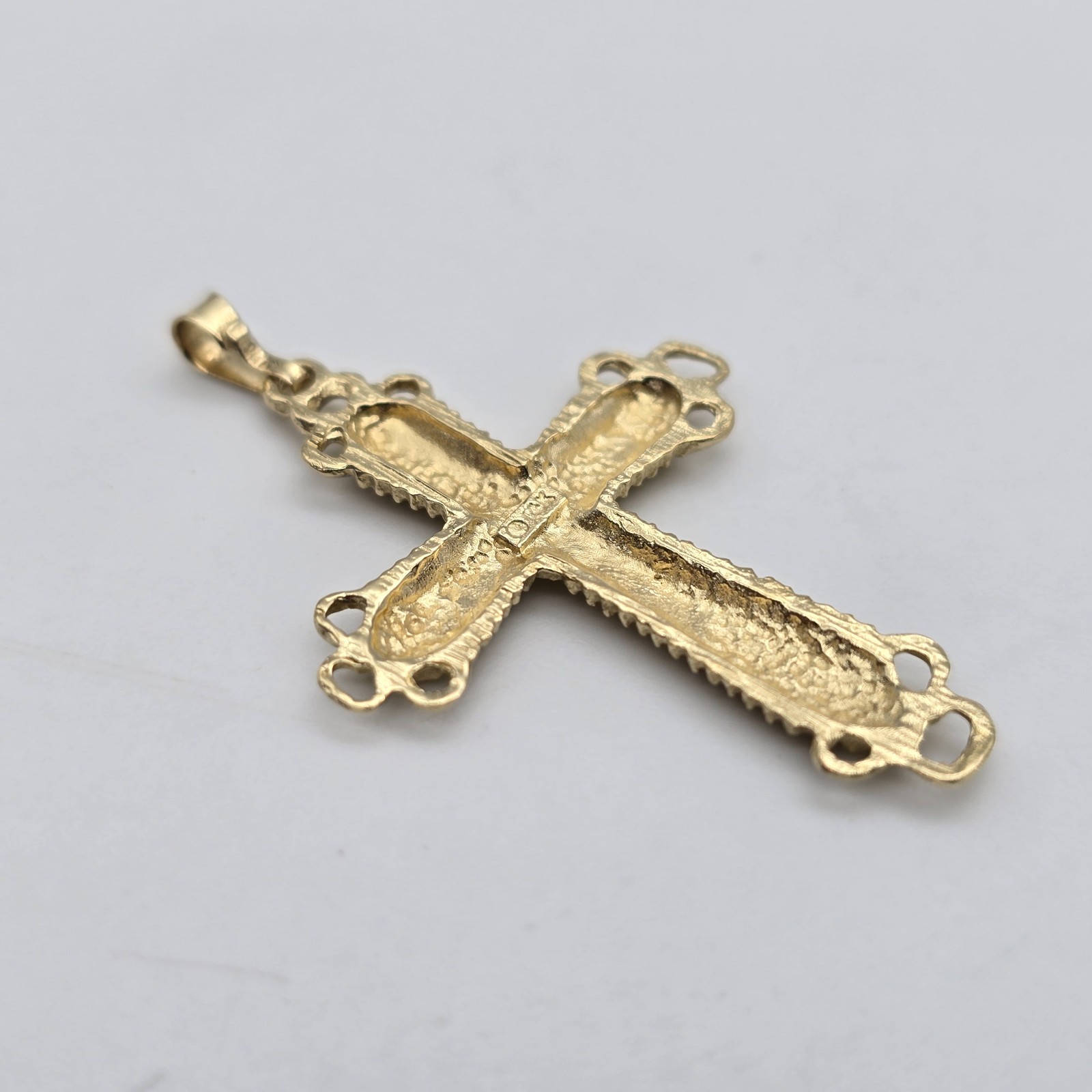 Vintage 14k Gold Diamond Cut, Religious Orthodox Cross Pendant