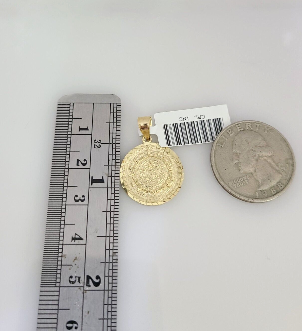 10k Gold Franco Chain Mayan Calendar Charm Pendant 2mm 18-24 Inches Necklace SET