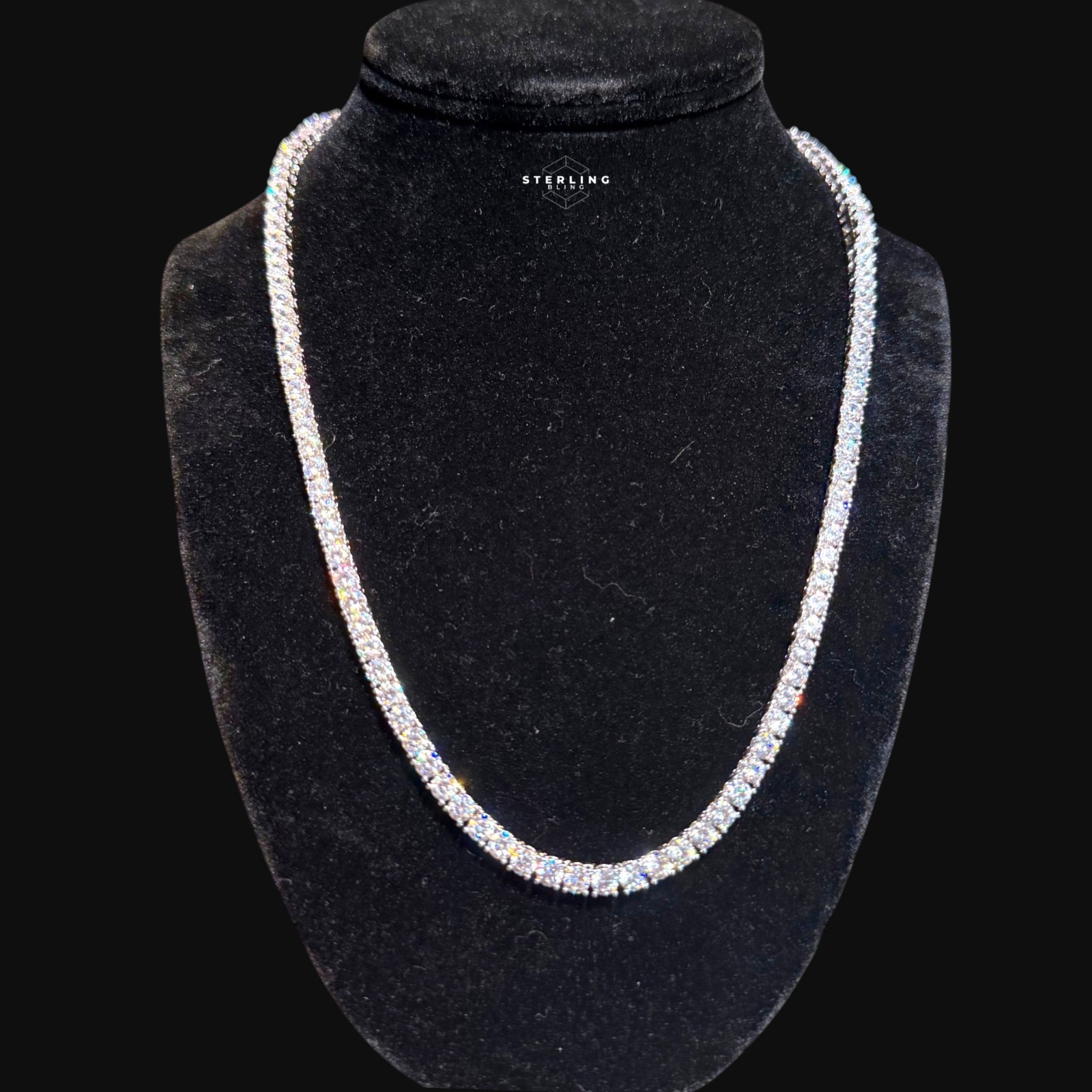 4mm Moissanite Tennis Chain 925 Sterling Silver Pass Tester Necklace 18-24″ Iced