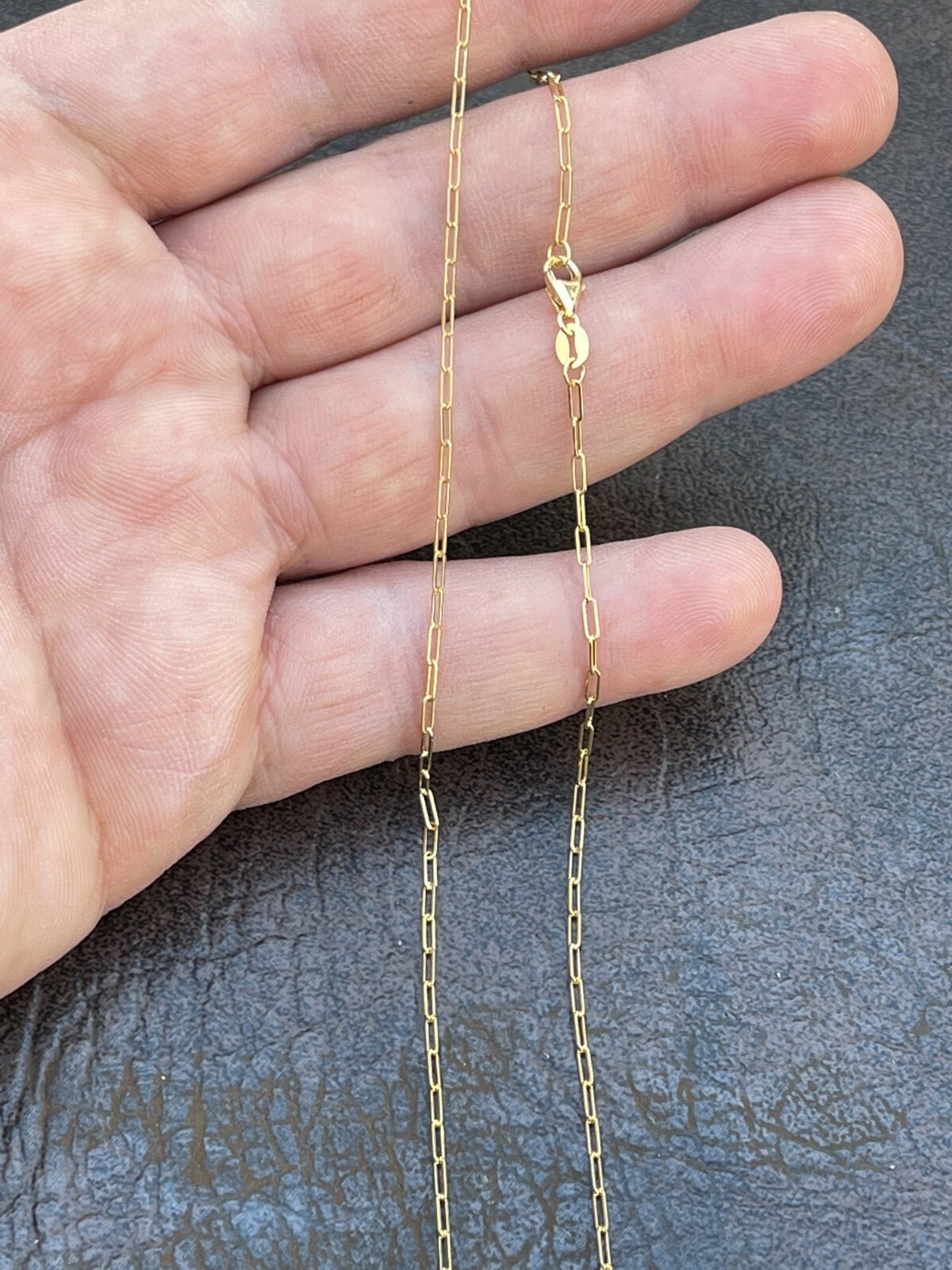 Solid 14k Yellow Gold Paperclip Rolo Chain 1.5mm Necklace 16″-24″ Paper Clip