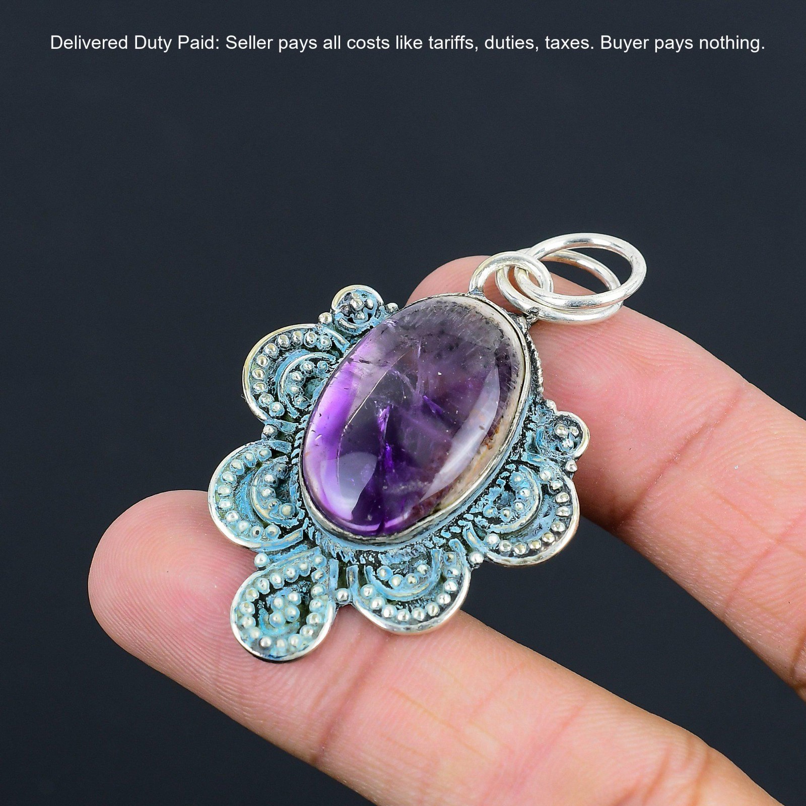 Star Amethyst Stone Birthday February Trendy Pendant Jewelry 925 Sterling Silver