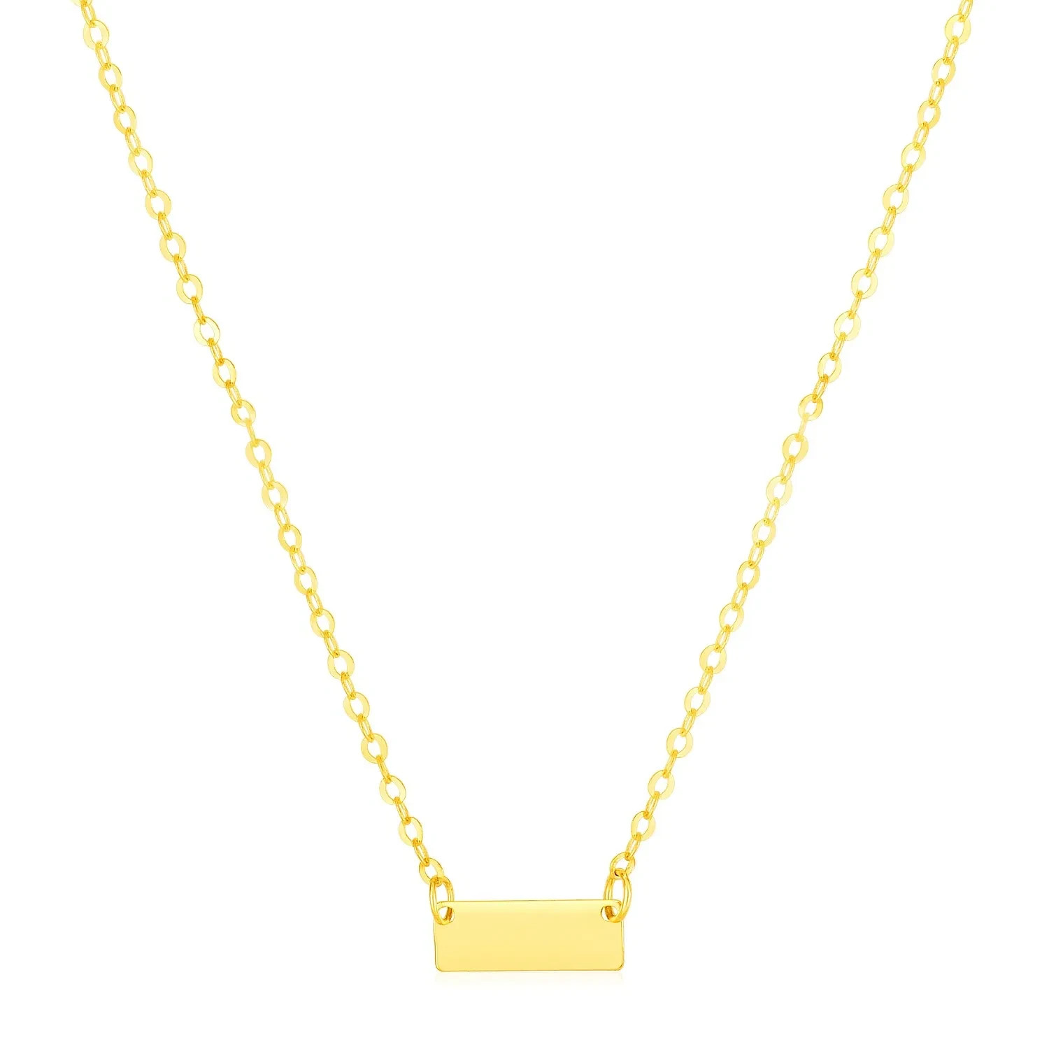 14k Yellow Gold Polished Mini Bar Necklace 18 inches length
