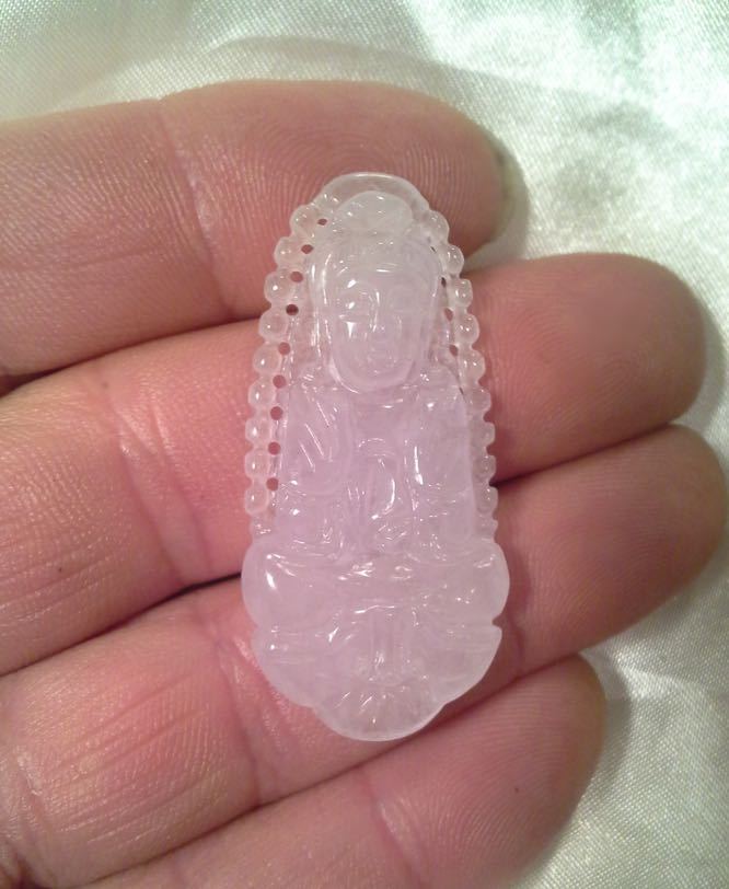 Beautiful Jadeite Jade Quan Yin Pendant – Very Light Violet Jade