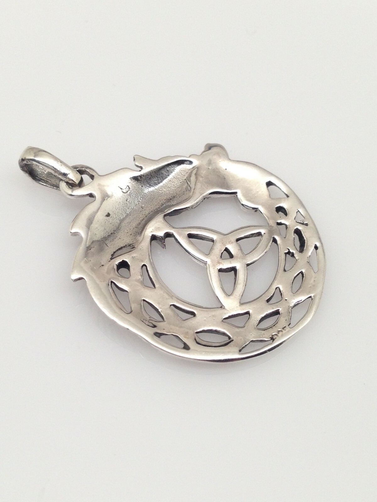 925 Sterling Silver Celtic Dragon with Trinity Knot Pendant Men 24mm0.95″/33mm