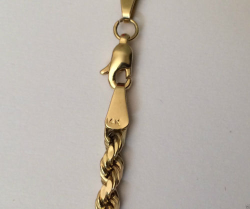 14k Yellow Gold Necklace Rope Chain 1.5mm 2mm 3mm 4mm 5mm Mens Womens