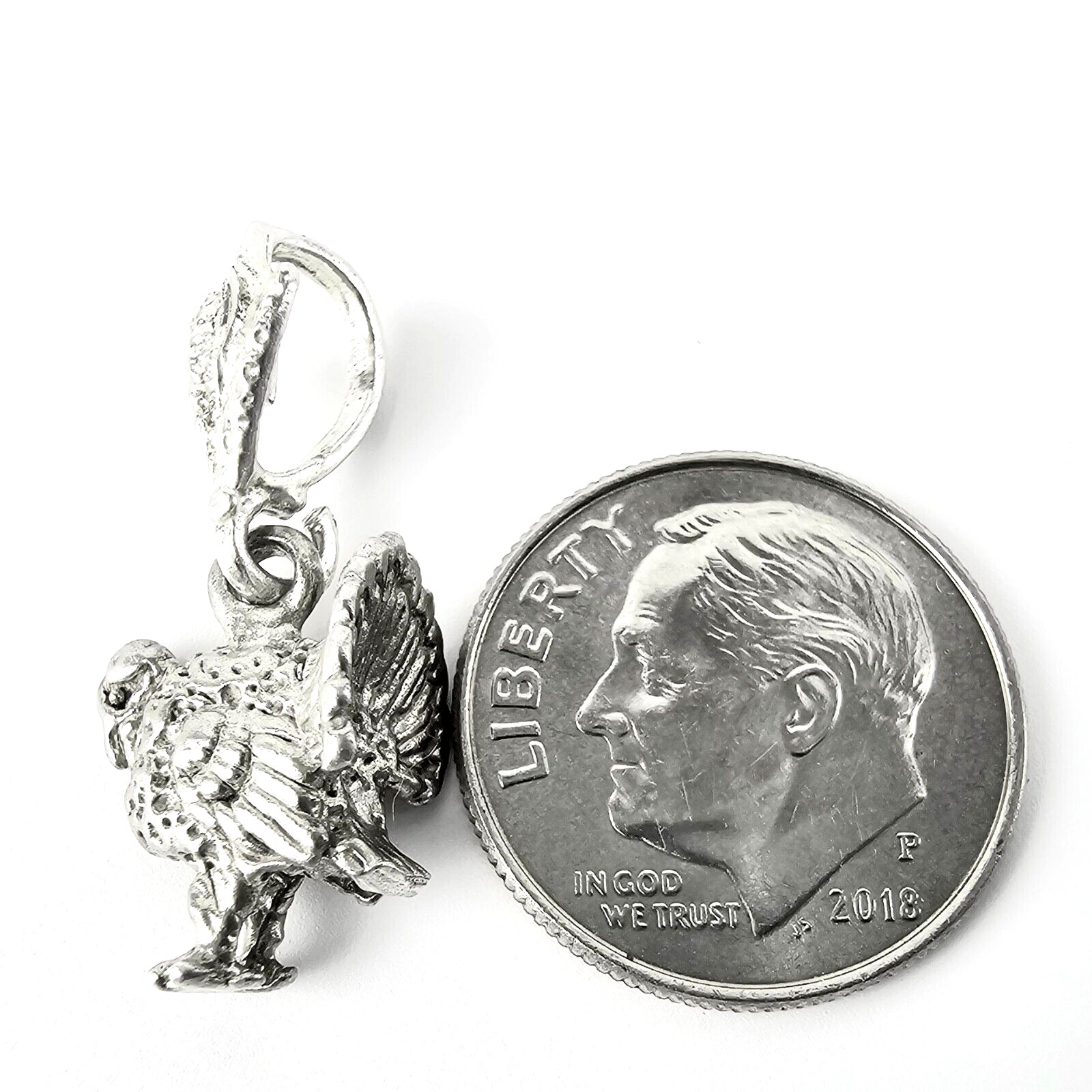 925 Solid Sterling Silver 3D Male Strutting Turkey Pendant, Exquisite 3D Detail