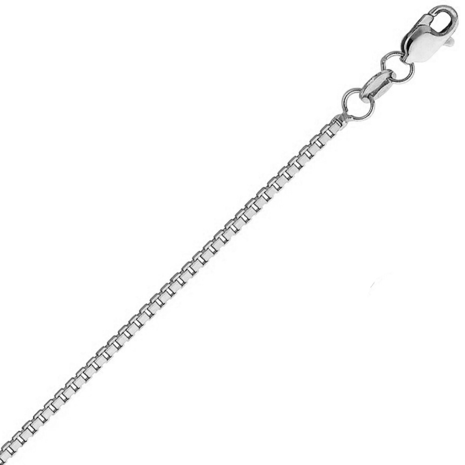 14K Solid White Gold 0.45 mm Box Chain with Lobster Clasp 16″ 18″ 20″