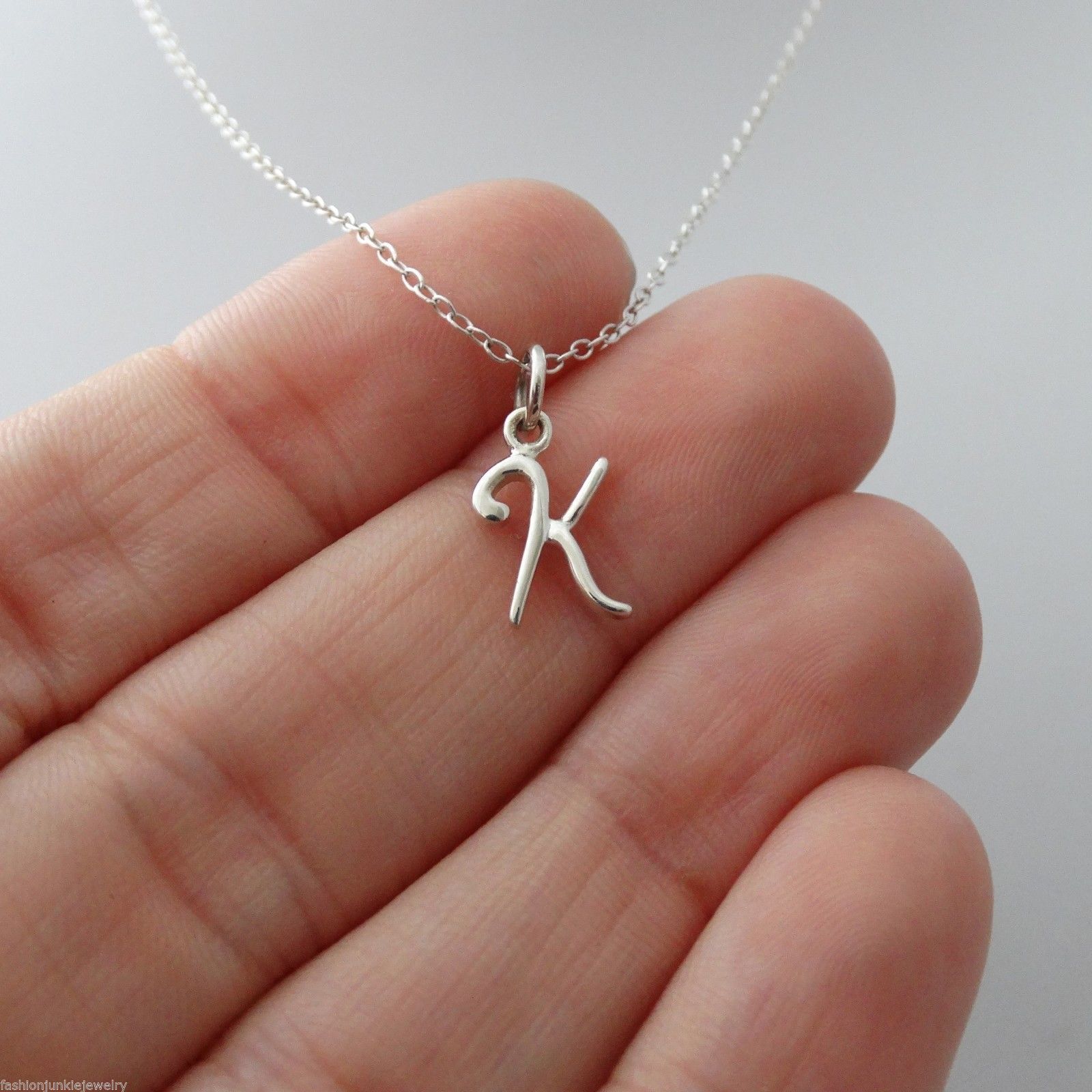 Tiny Letter K Necklace 925 Sterling Silver Name Small Initial K Charm Gift NEW