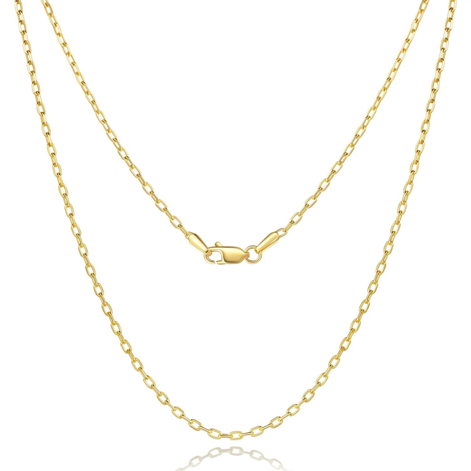 14K Gold Paperclip Chain Necklace for Women & Men – Minimalist Aesthetic Jewelry