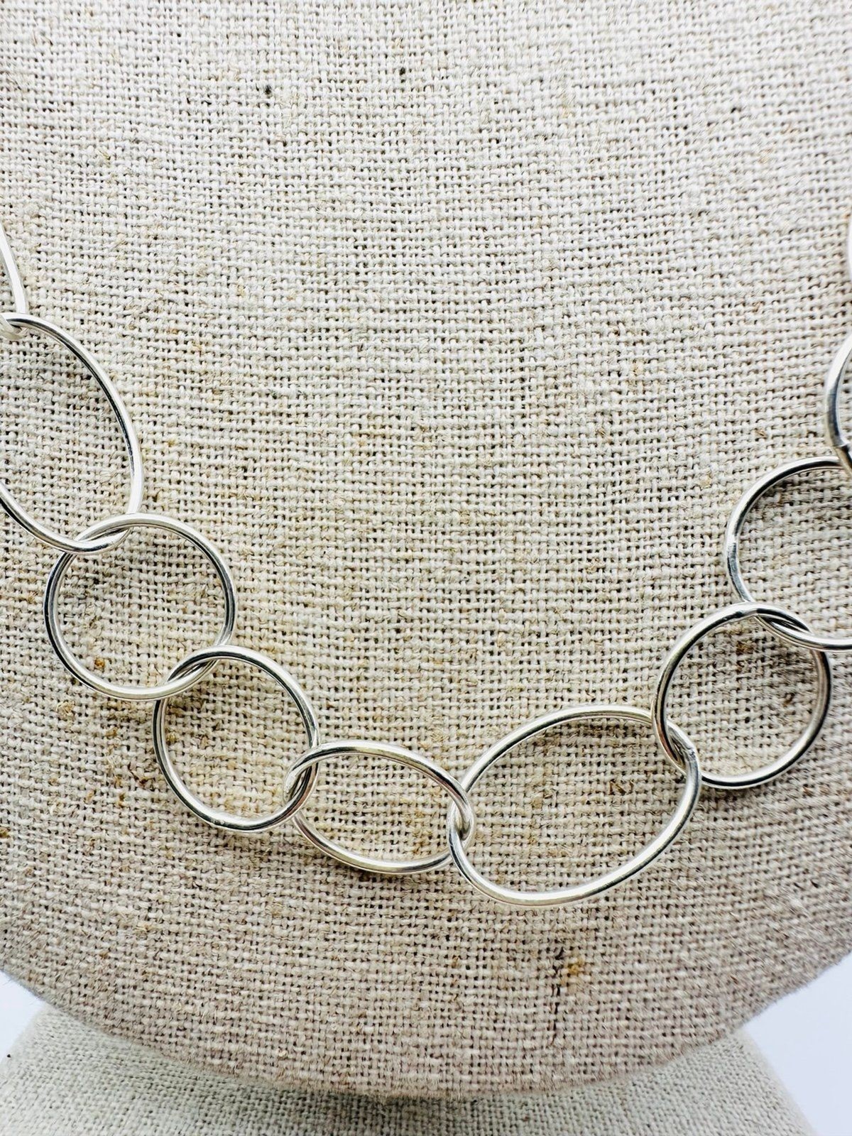 Livior 925 Italy sterling silver oval circle link chain necklace 23.5”