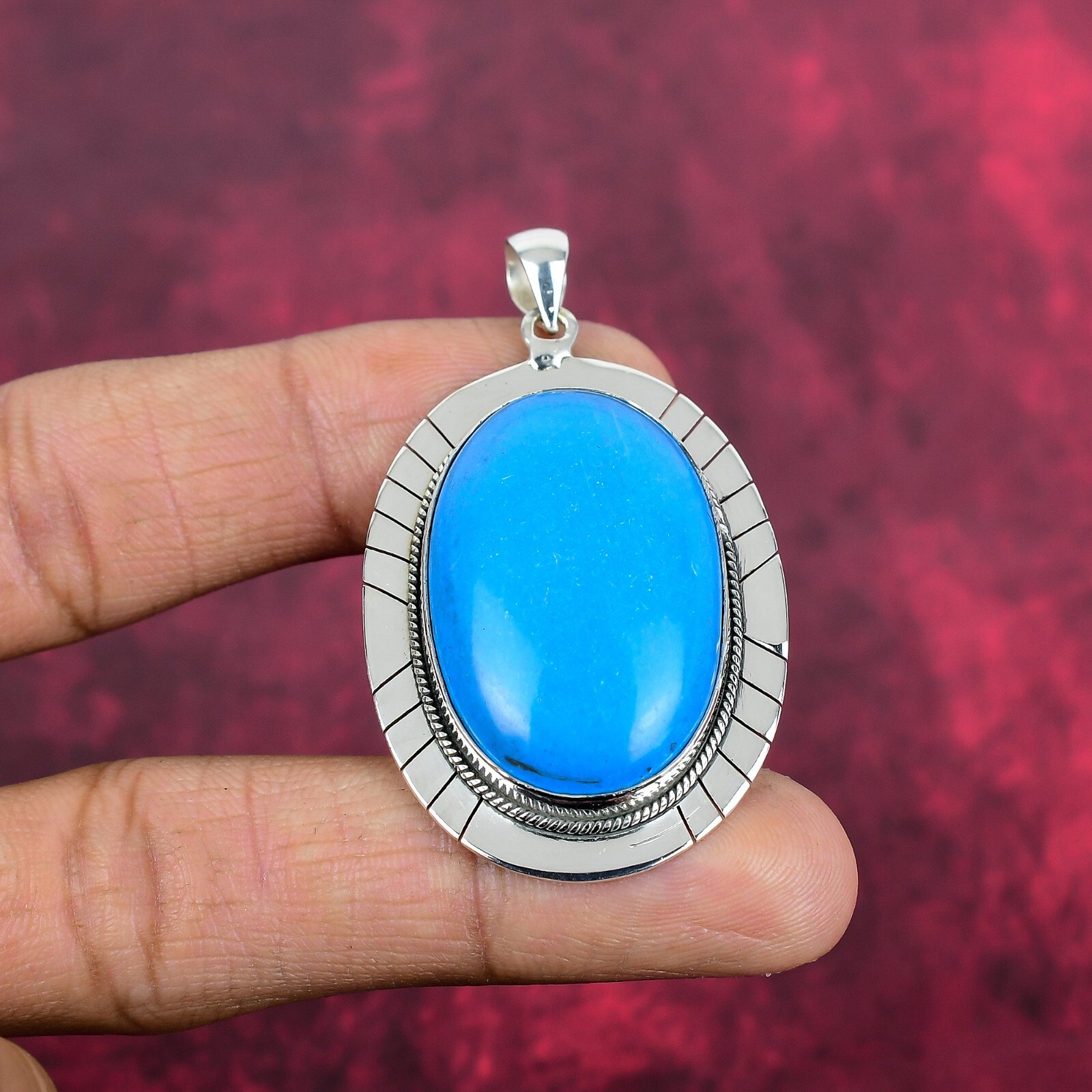 Sleeping Beauty Turquoise Gemstone Handmade 925 Sterling Silver Pendant Jewelry