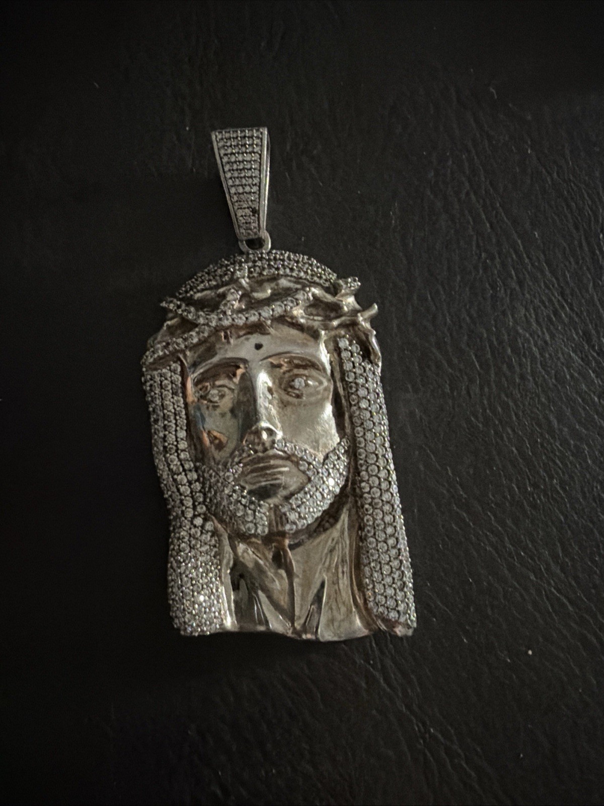 MOISSANITE Iced Out Hip Hop Jesus Face Pendant-925 Silver, 3.25” LONG