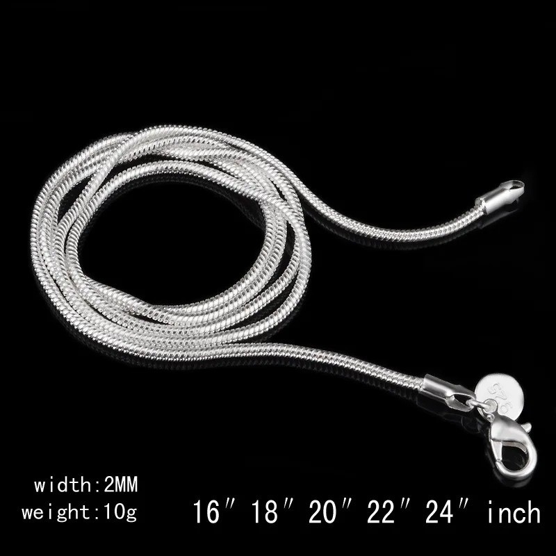 Men&Women’s 925 Sterling Silver Tarnish-Free Italian Snake Chain Necklace 16-30″