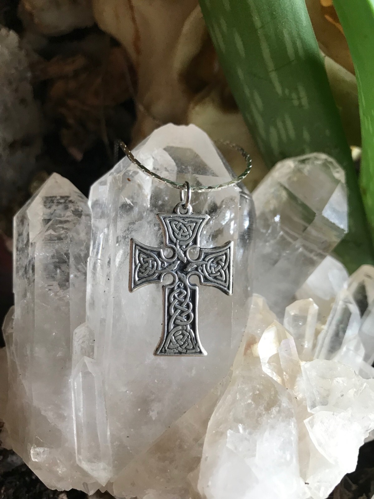 Celtic Cross sm Serpent Necklace 925 Pendant Handmade Original jewelry JKL 440