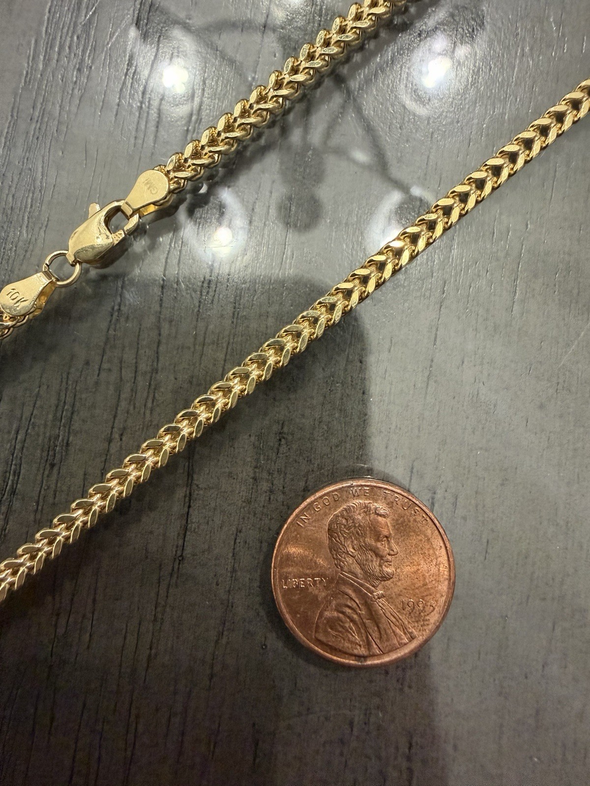Solid 10k Yellow Gold Franco Link Chain Necklace 4.5mm Wide 20” Length
