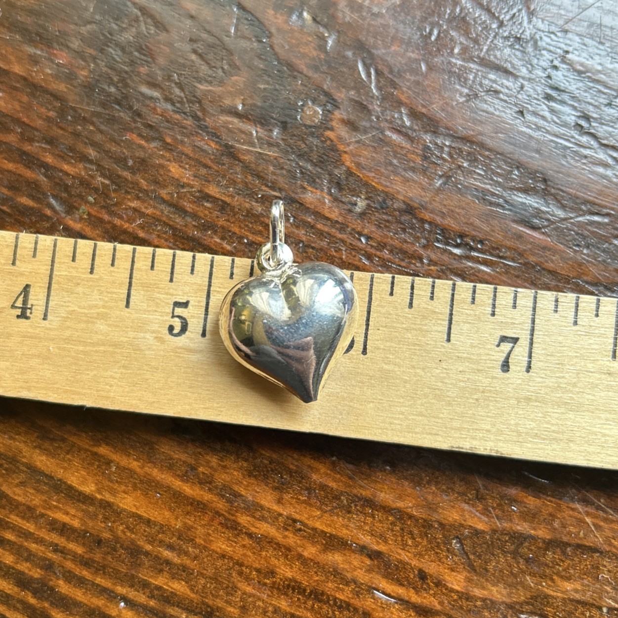 Puffy Heart Pendant Sterling Silver Stamped 925 Italy