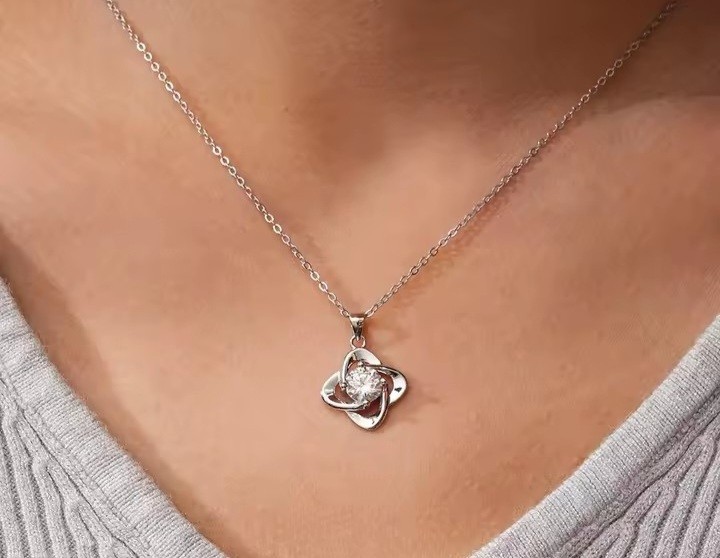 1 ct Moissanite necklace platinum Pt 950 GrA Certified