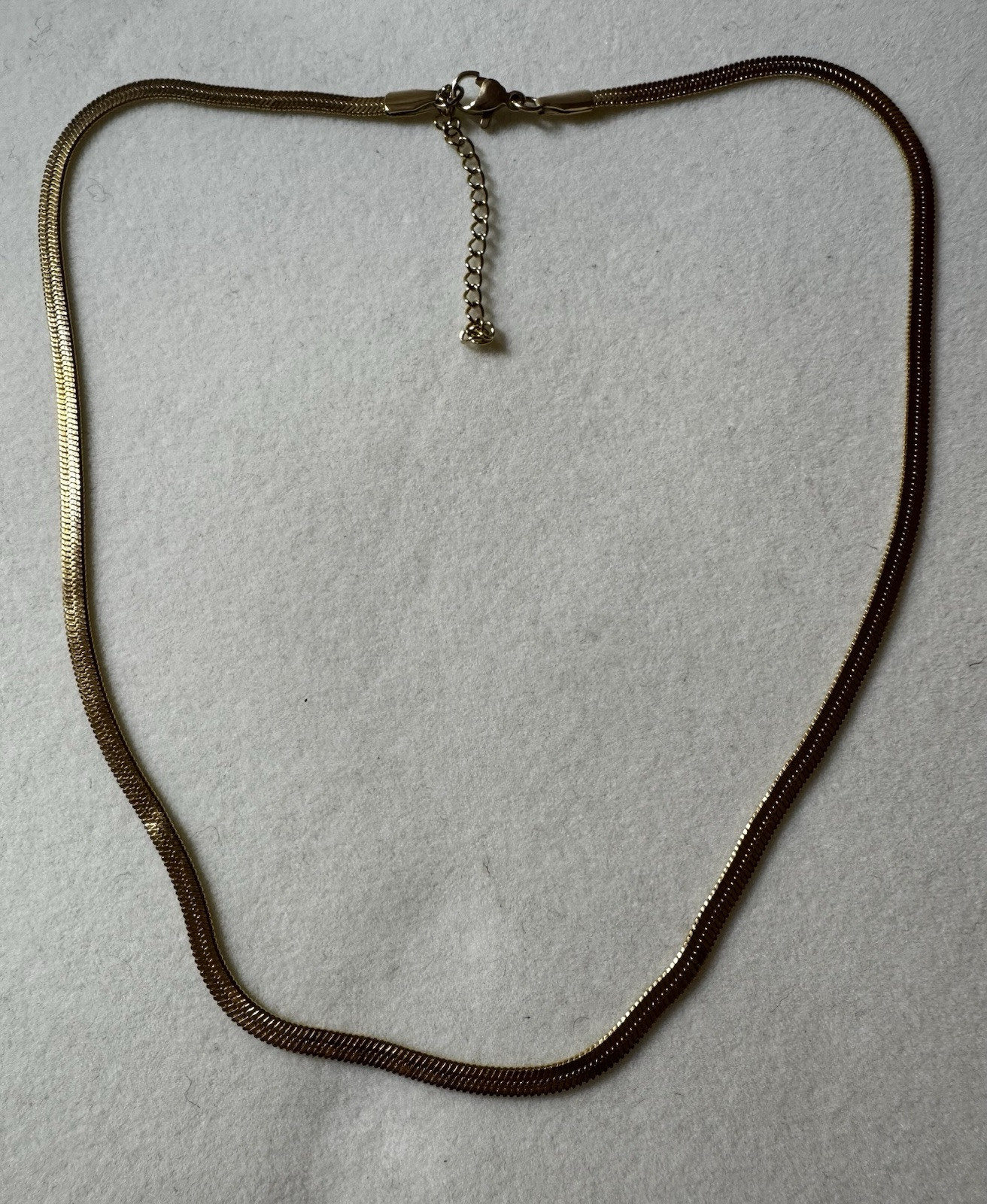 18K Gold Plated Flat herringbone Chain Necklace fashion Jewelry 16” new in box