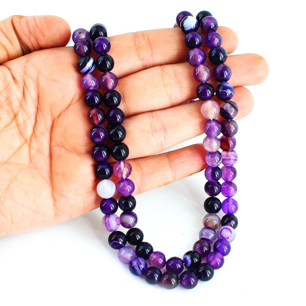 Fabulous Beads 371.00 Cts Purple Onyx 108 Prayer Mala Beaded Necklace VK 10 AZ6