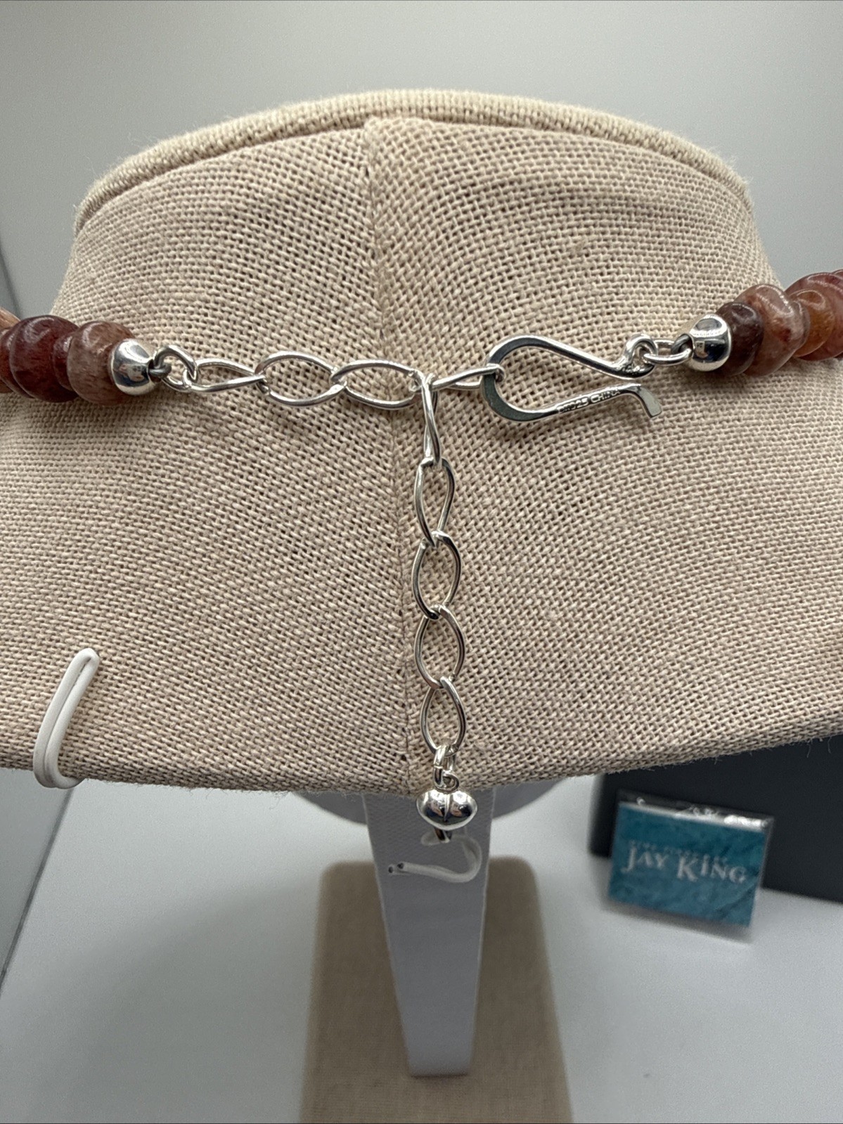 Jay King Natural Nigerian Strawberry Quartz 925 Heart Pendant Necklace