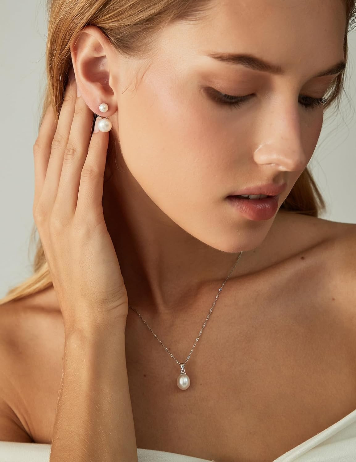 Pearl Necklaces for Women Trendy 925 Sterling Silver Freshwater Cultured Single